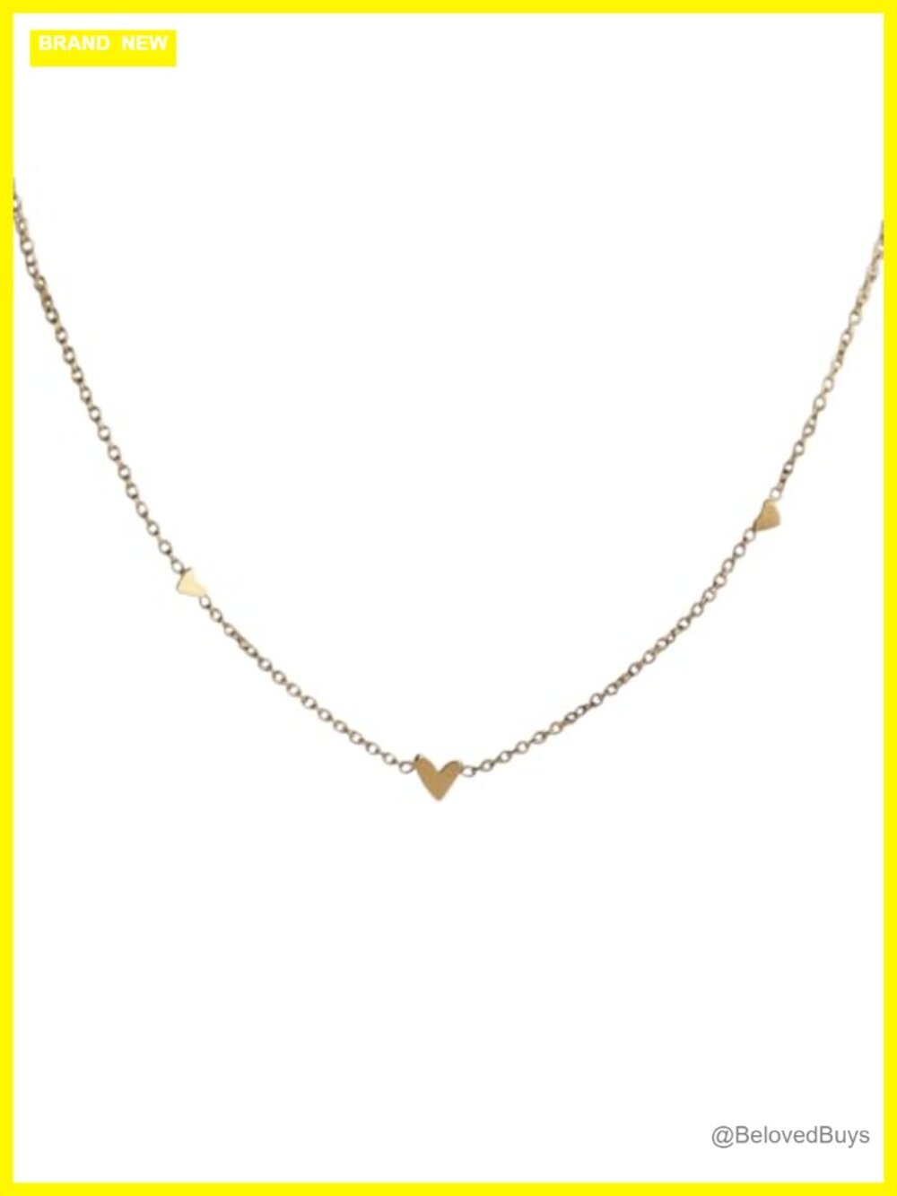 Delicate Gold Plated Chain Necklace Three Heart Charms Adjustable Dainty